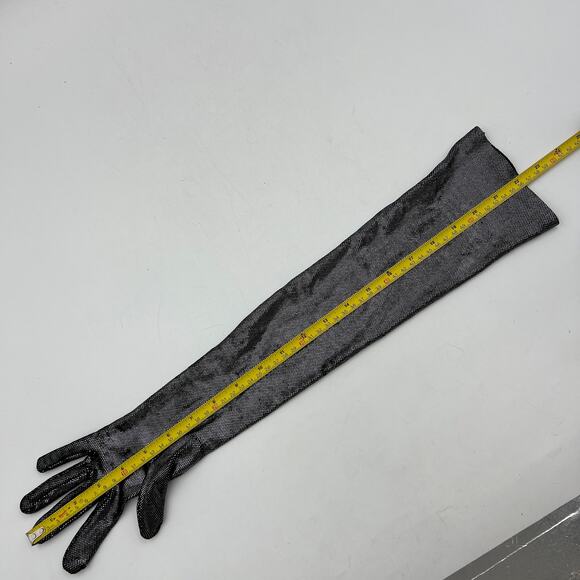 Dot Metallic Silver Stretch Gloves Long Party Cocktail Formal - Picture 5 of 6